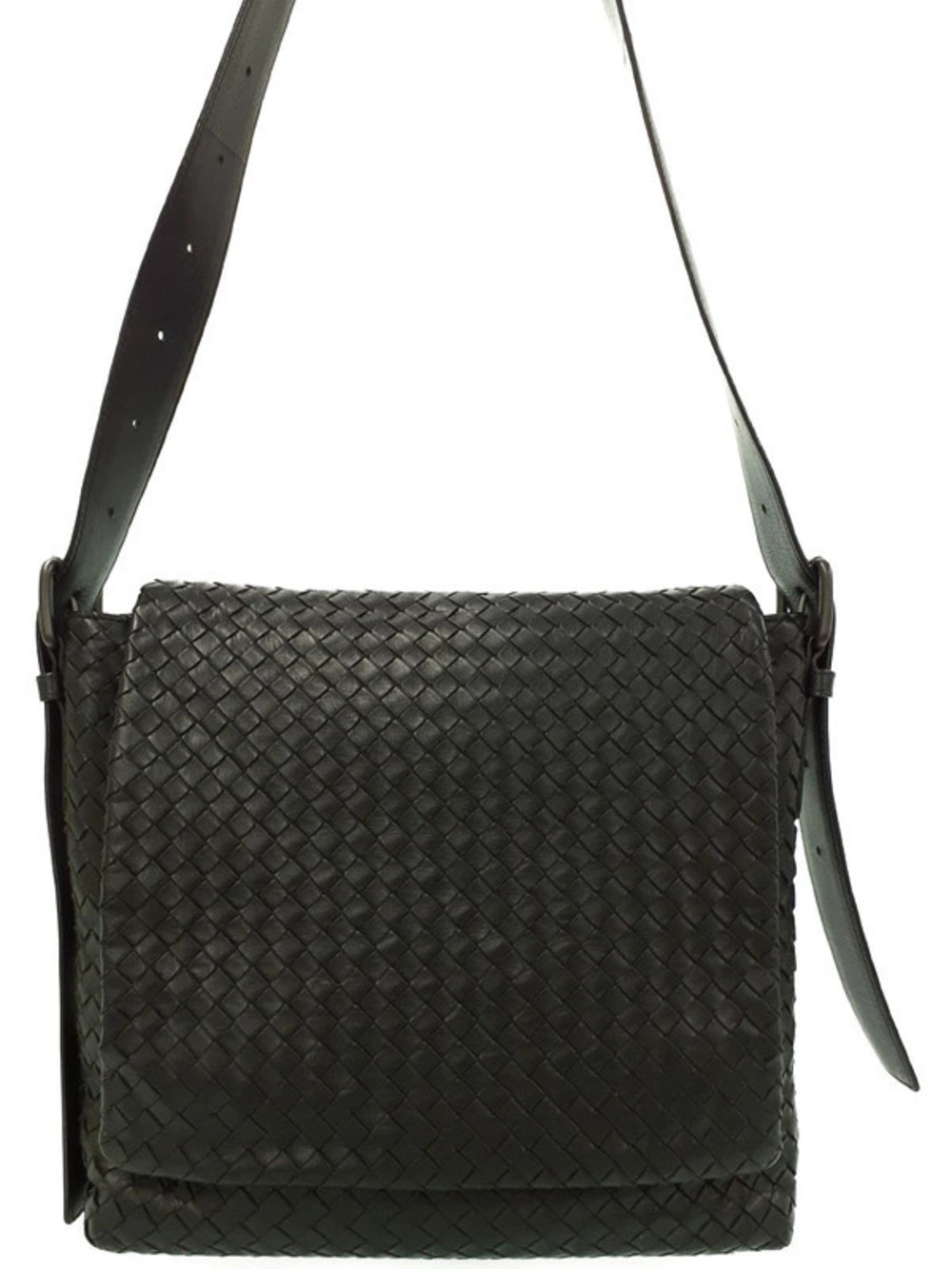 Bottega Veneta black Intrecciato Crossbody Messenger Bag woven